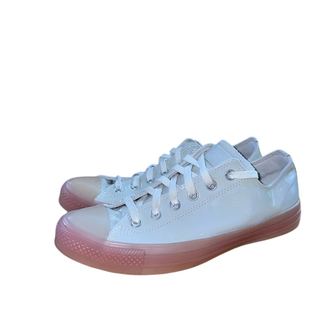 Converse Women's Low Top Sneakers in White with Pink Accent - Picture 4 of 4